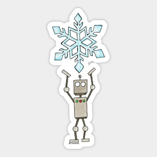 CuteBots Holding a Snowflake Sticker